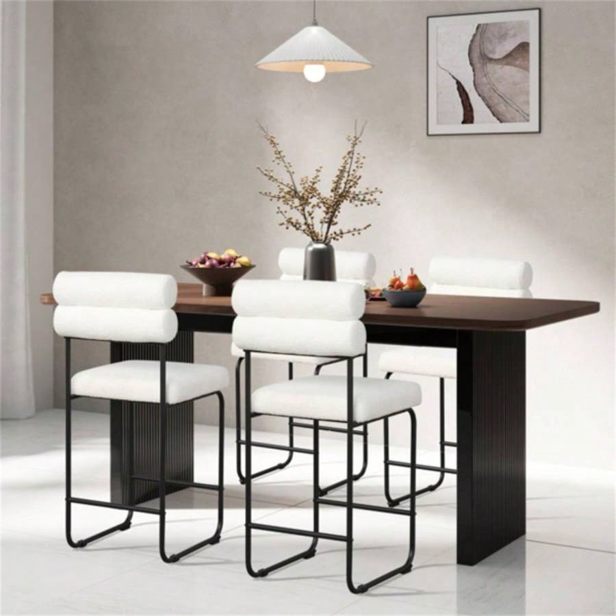 2 PCS Counter Height Bar Stools 26#39; #39; Counter Stools - White