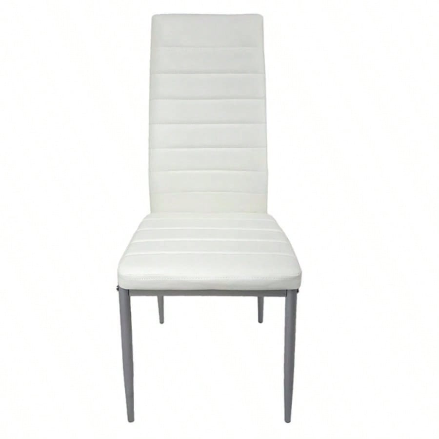 4pcs backrest cushion horizontal sewing decoration PU leather dining chair round tube white cushion gray leg N201 Replace encoding 13029116