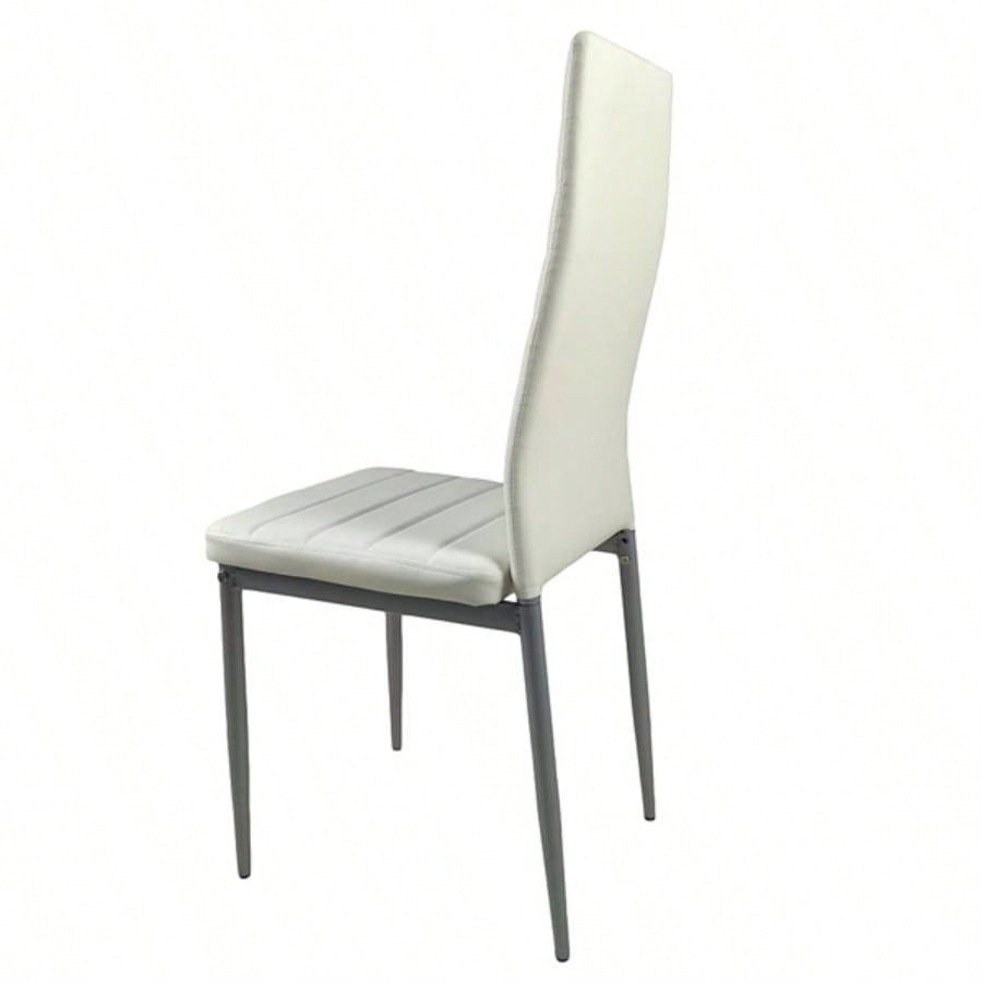 4pcs backrest cushion horizontal sewing decoration PU leather dining chair round tube white cushion gray leg N201 Replace encoding 13029116