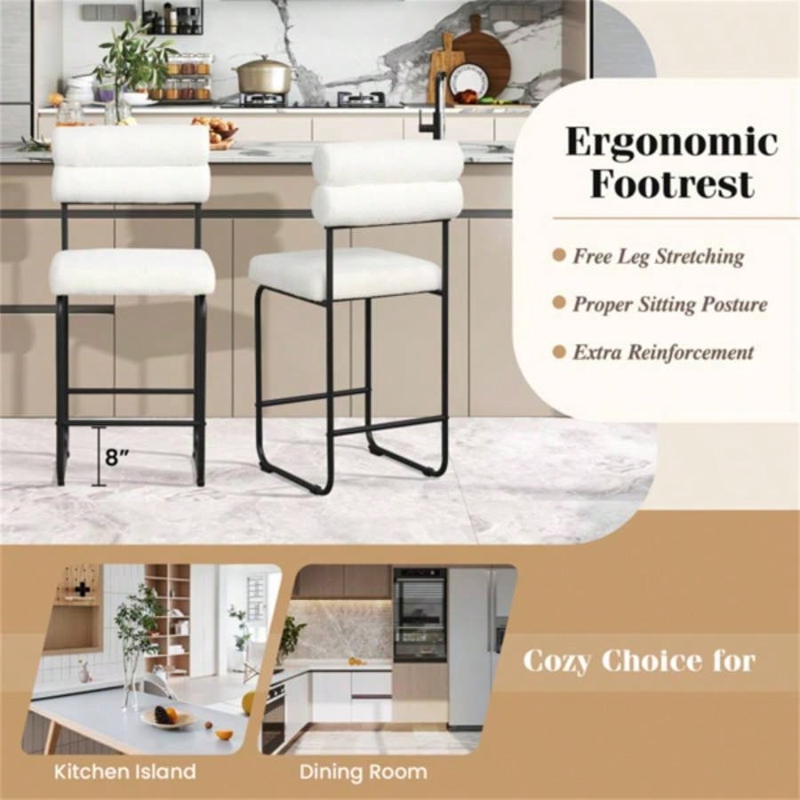 2 PCS Counter Height Bar Stools 26#39; #39; Counter Stools - White