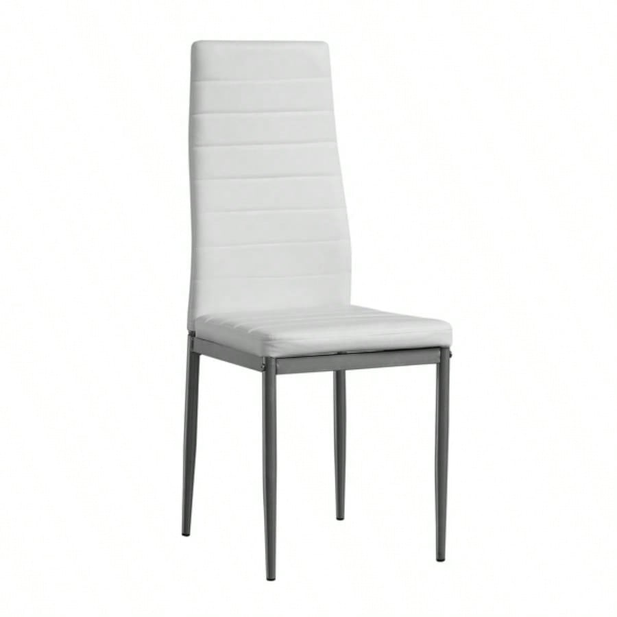 4pcs backrest cushion horizontal sewing decoration PU leather dining chair round tube white cushion gray leg N201 Replace encoding 13029116