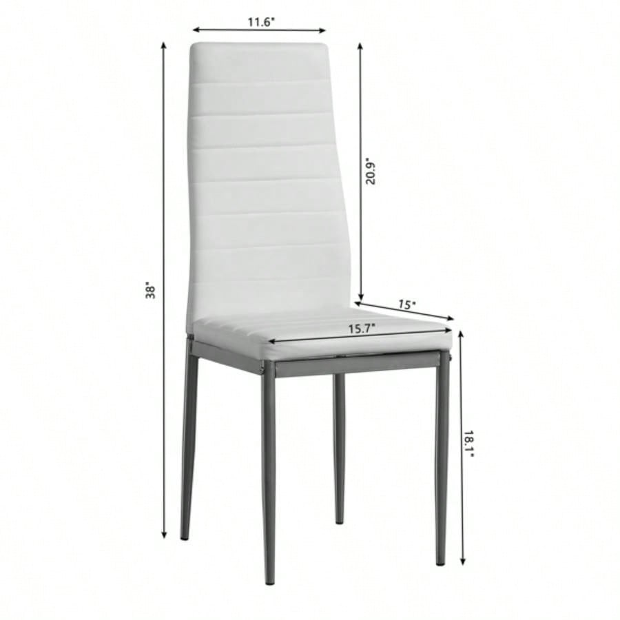 4pcs backrest cushion horizontal sewing decoration PU leather dining chair round tube white cushion gray leg N201 Replace encoding 13029116