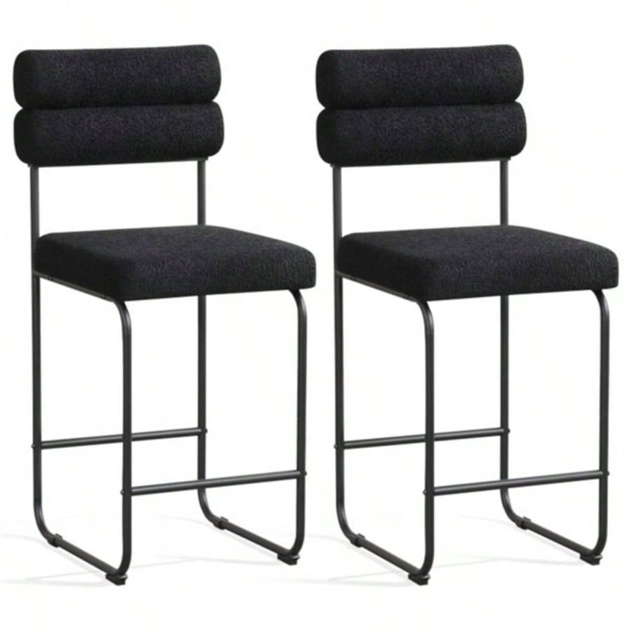 2 PCS Counter Height Bar Stools 26#39; #39; Counter Stools - Black