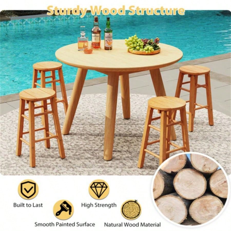 2 pieces wooden round bar stools