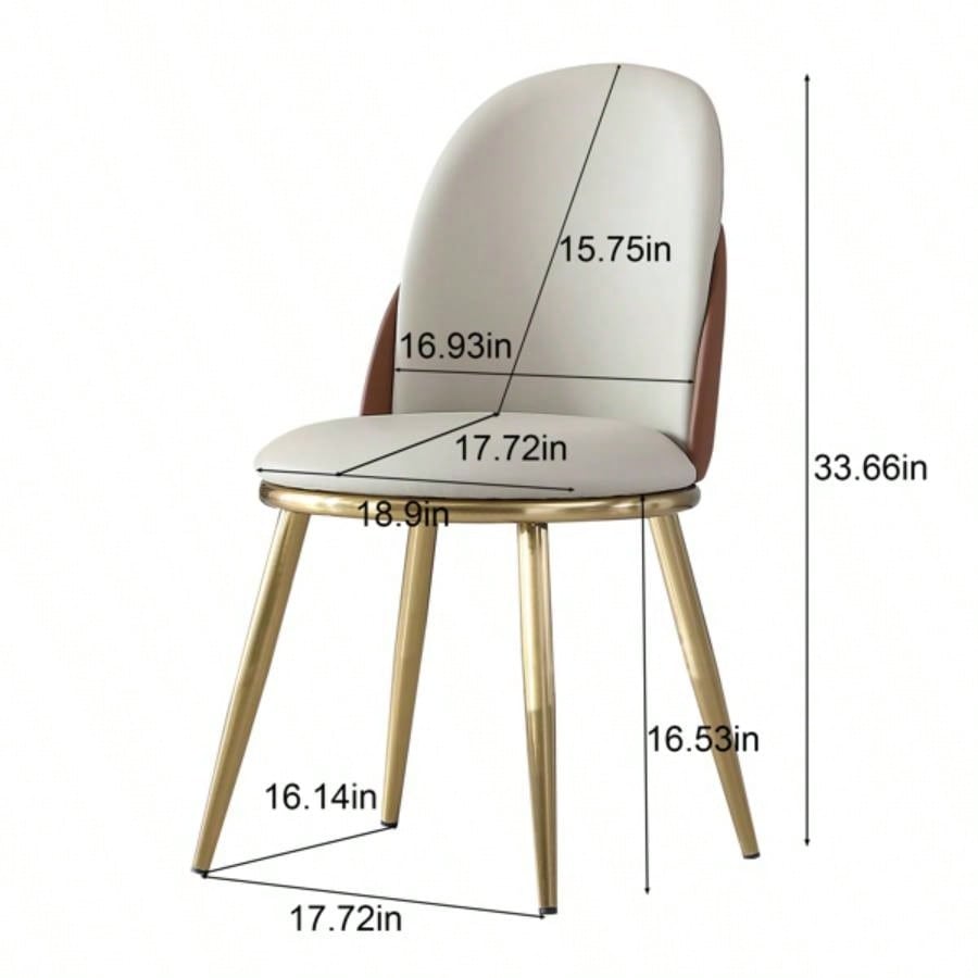 Dining Chairs Set of 2, Modern PU Leather Dining Gold Metal Living Kitchen Dining Room