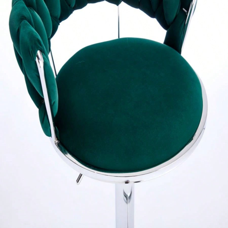 Set of 2 Bar Stools, with Footrest and Base Swivel Height Adjustable Mechanical Lifting Velvet+ Leg Simple Bar Stool - GREEN