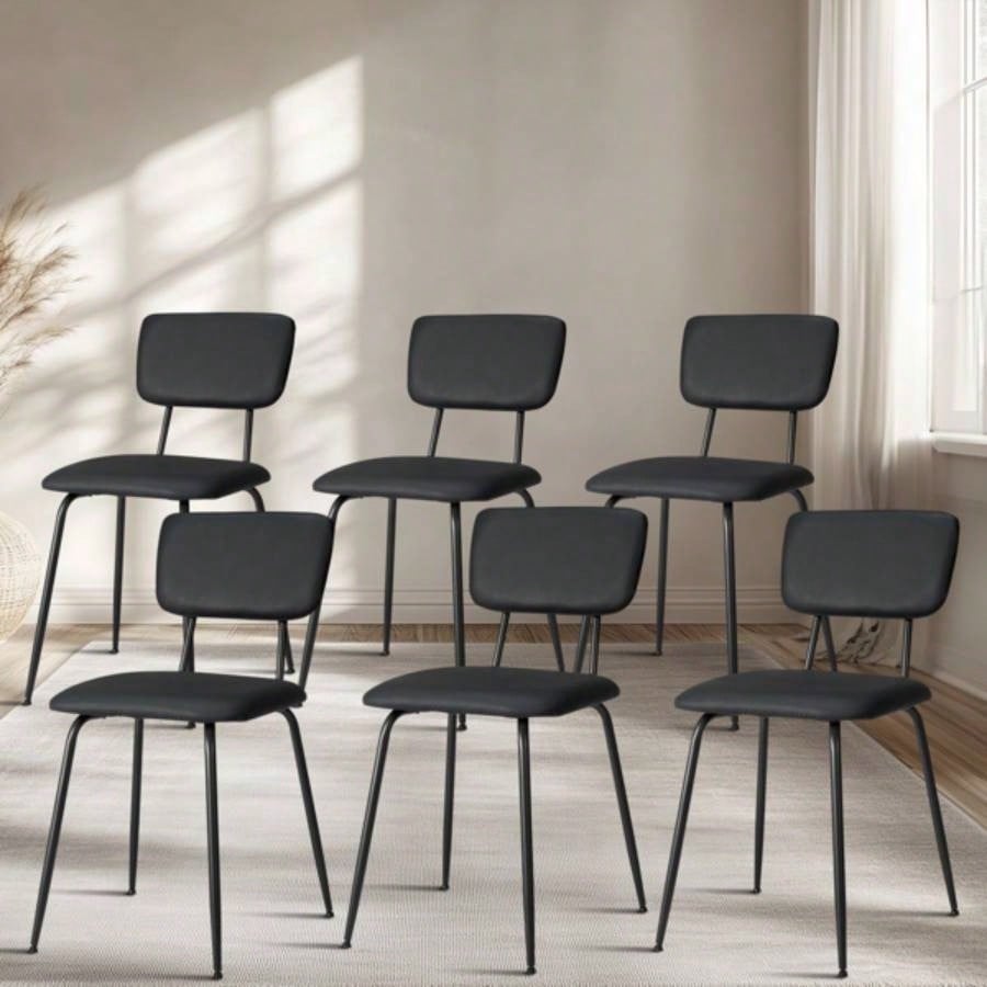 Set of 6 Modern Padded Dining Chairs Kitchen Bar Office Chair, Black