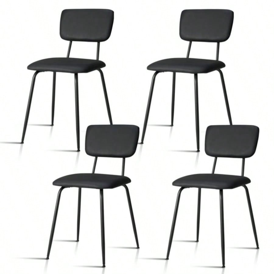 Set of 4 Modern Padded Dining Chairs Kitchen Bar Office Chair, Black