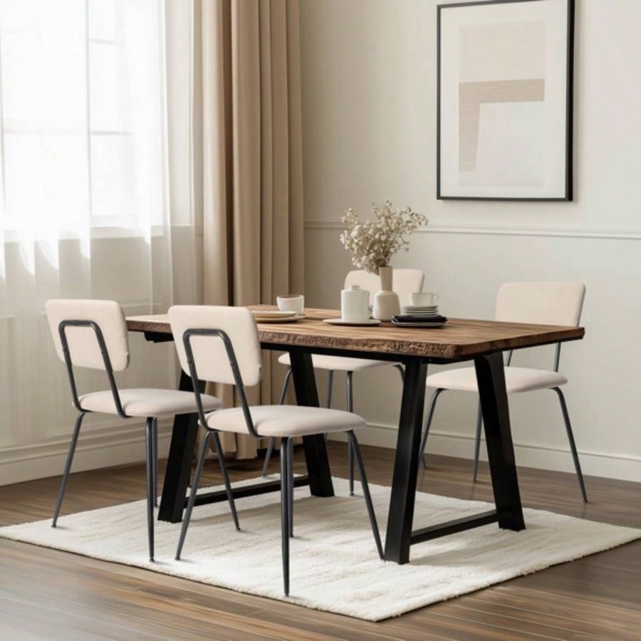 Set of 4 Modern Padded Dining Chairs Kitchen Bar Office Chair, White