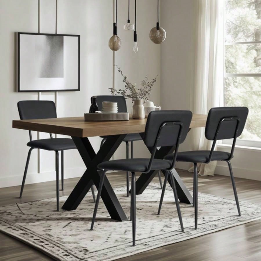 Set of 4 Modern Padded Dining Chairs Kitchen Bar Office Chair, Black