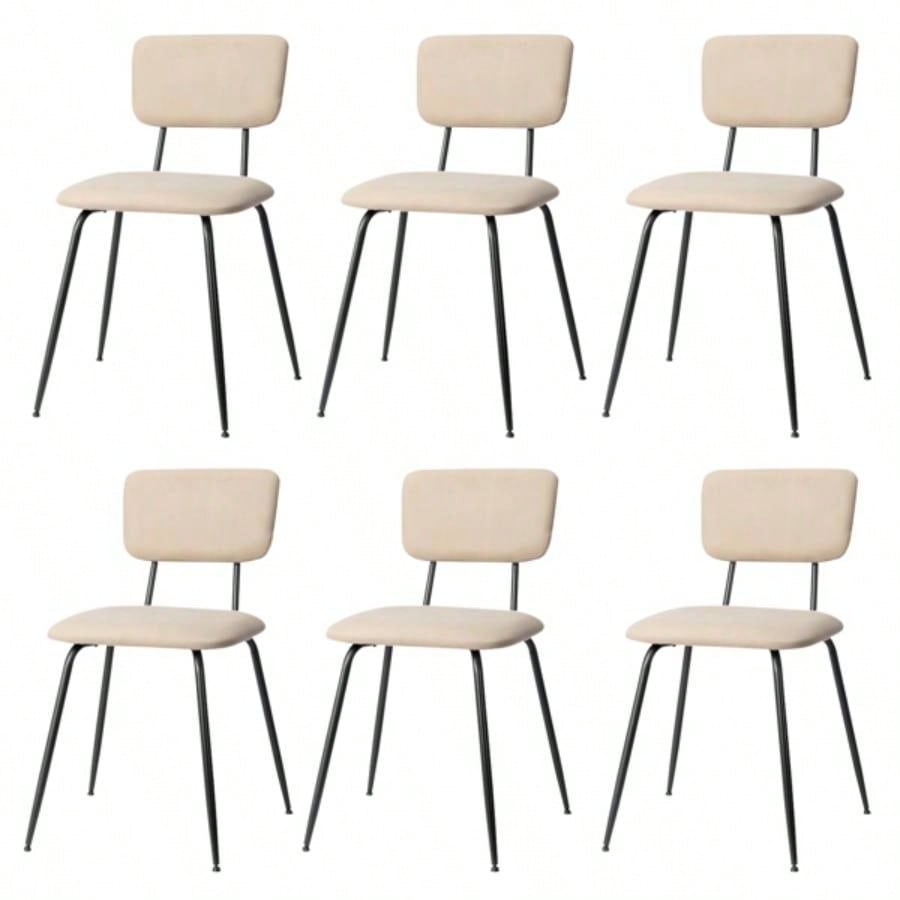 Set of 6 Modern Padded Dining Chairs Kitchen Bar Office Chair, White