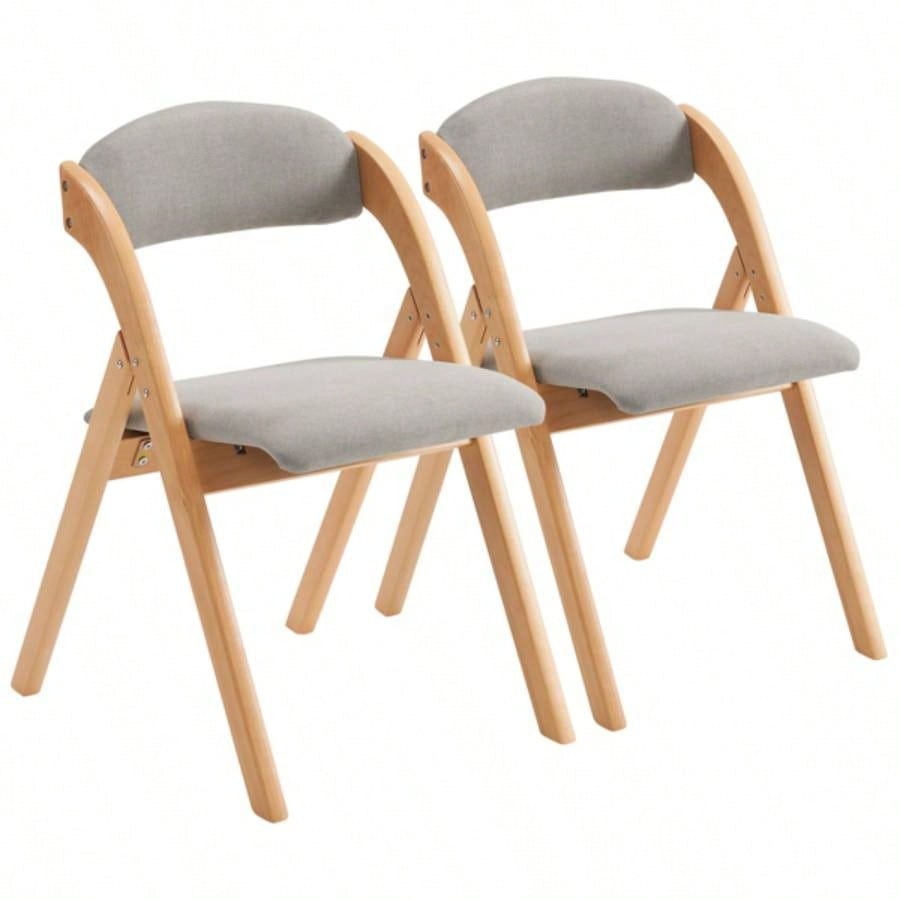 2 Pack Wooden Folding Chairs with Padded and Back, Modern Dining Chairs Chair Guests Living Room Office Wedding Party