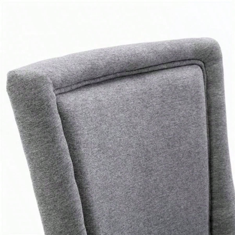 Furniture, Ultra Side Dining Chair Thickened fabric chairs with neutrally toned solid wood Bronze nail Set of 2 Gray