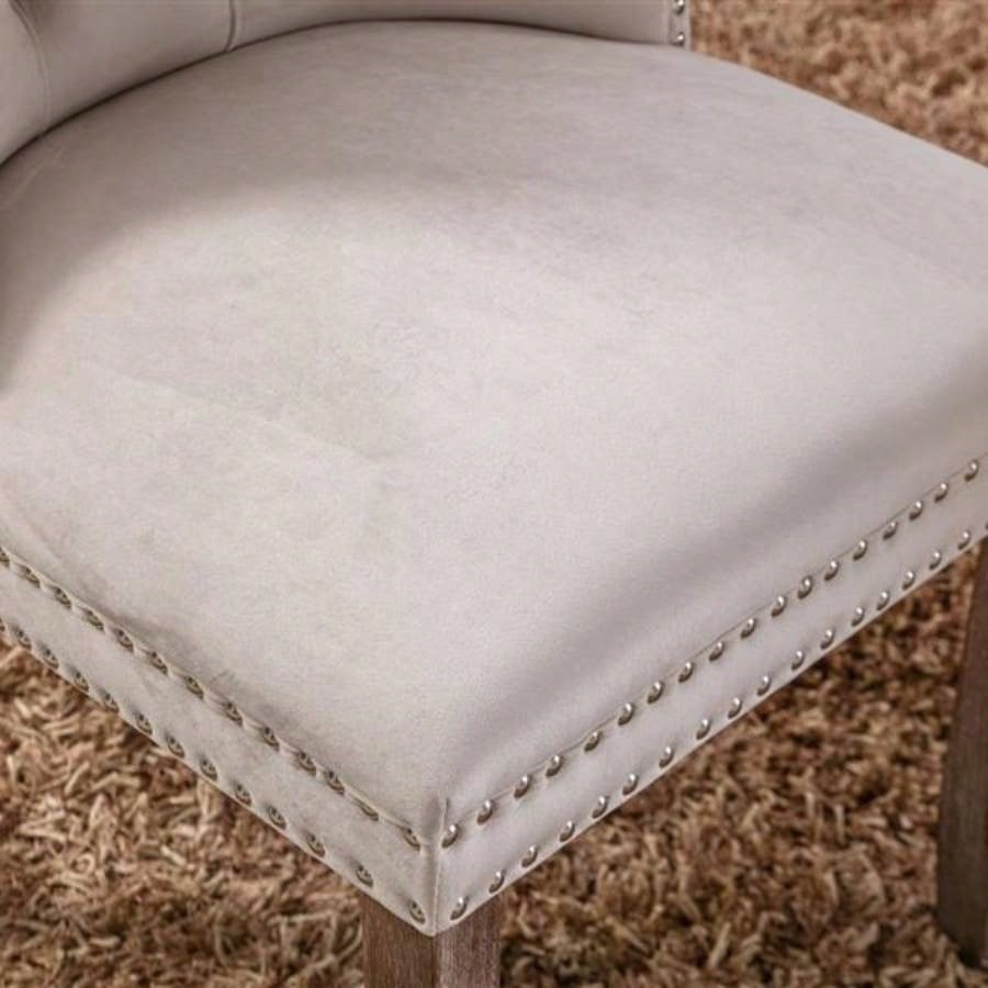 Modern, High - end Tufted Solid Wood Contemporary Velvet Upholstered Dining Chair with Wood Nailhead Trim 2 - Pcs Set, Beige, SW2001BG