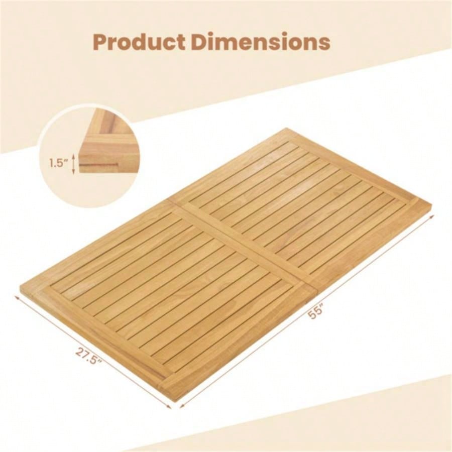 55x 27.5 rectangular teak tabletop