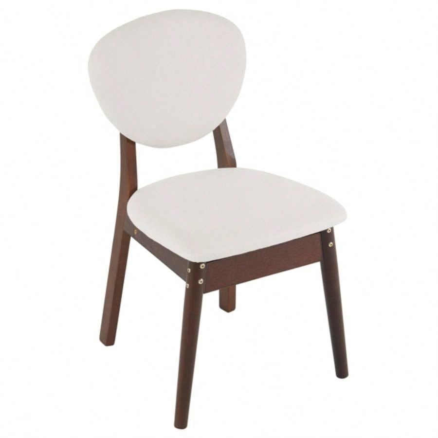 Rubber wood soft bag deep walnut dining table and chair set 1 table 4 chairs beige cushion rectangular