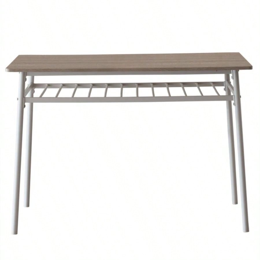 6 - Piece Modern Dining Set Home, Kitchen, Dining Room with Storage Racks, Rectangular Table, 4 Chairs, Steel Frame - White Oak Color