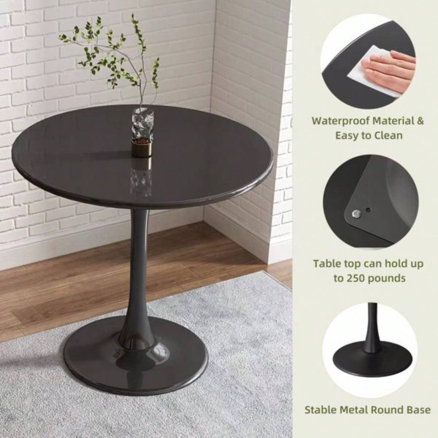 Modern Round Dining Table, 31.539; 39; Kitchen Dining Room Furniture, Coffee Table, Leisure Table, Living Room Table, Black, Gifts, Selections