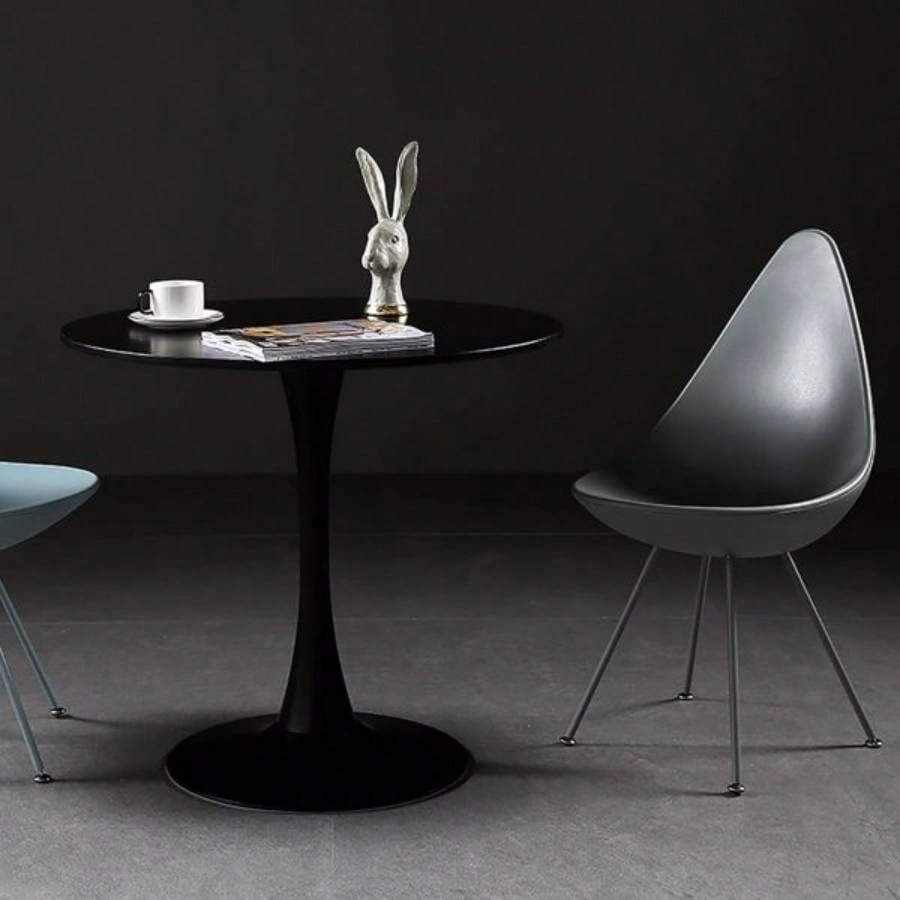 Modern Round Dining Table, 31.539; 39; Kitchen Dining Room Furniture, Coffee Table, Leisure Table, Living Room Table, Black, Gifts, Selections
