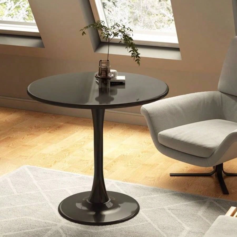 Modern Round Dining Table, 31.539; 39; Kitchen Dining Room Furniture, Coffee Table, Leisure Table, Living Room Table, Black, Gifts, Selections