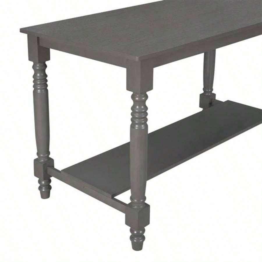 6 - Piece Counter Height Dining Table Set Table with Shelf 4 Chairs and Dining Room Gray