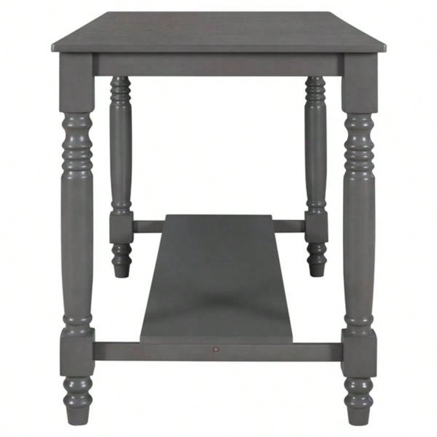 6 - Piece Counter Height Dining Table Set Table with Shelf 4 Chairs and Dining Room Gray