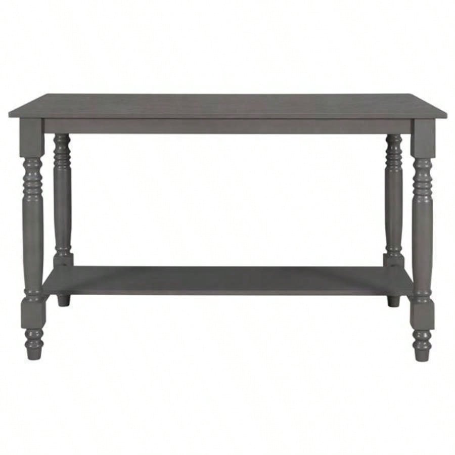 6 - Piece Counter Height Dining Table Set Table with Shelf 4 Chairs and Dining Room Gray
