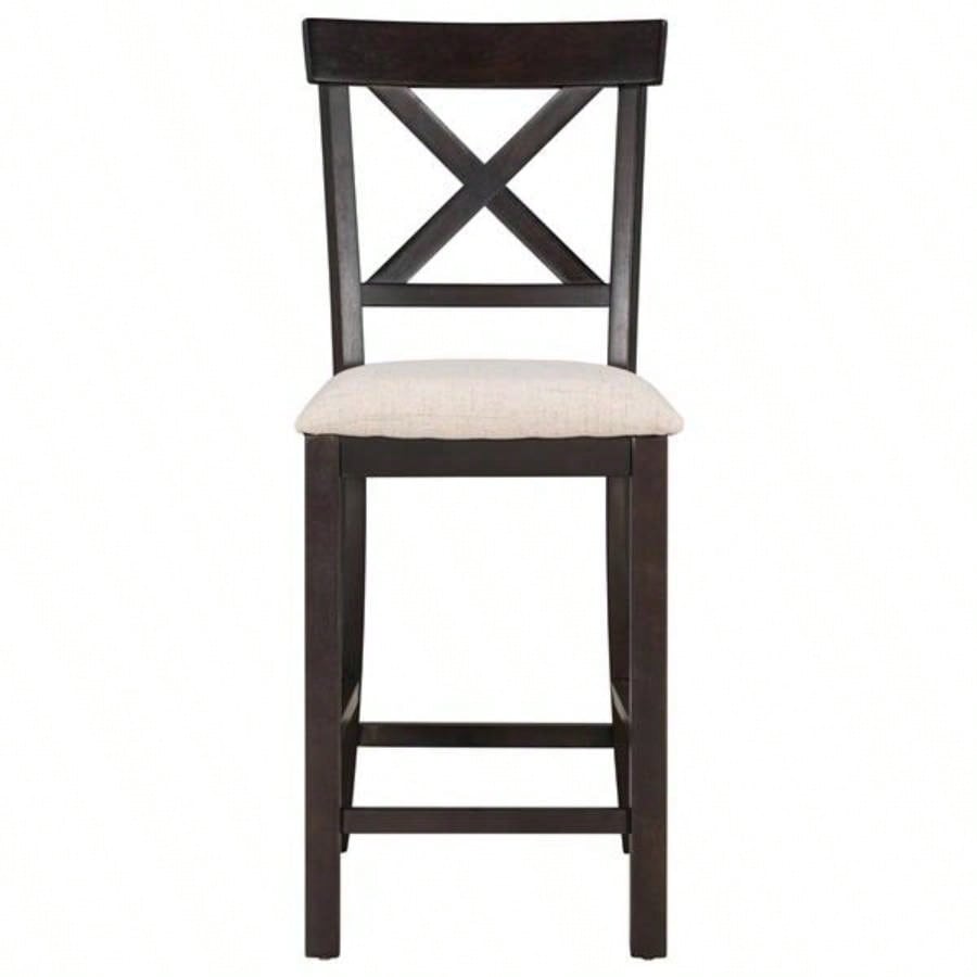 6 - Piece Counter Height Dining Table Set Table with Shelf 4 Chairs and Dining Room Espresso