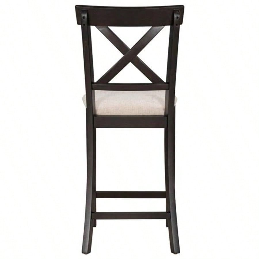 6 - Piece Counter Height Dining Table Set Table with Shelf 4 Chairs and Dining Room Espresso
