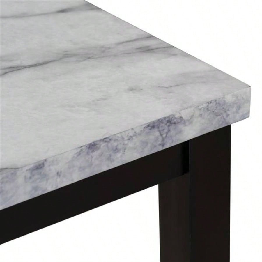 Faux Marble 5 - Piece Dining Set Table with 4 Thicken Cushion Dining Chairs Home Furniture, White/Beige+Black