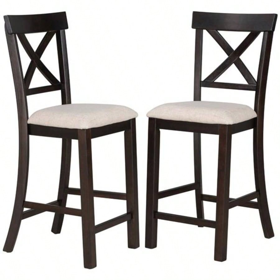 6 - Piece Counter Height Dining Table Set Table with Shelf 4 Chairs and Dining Room Espresso