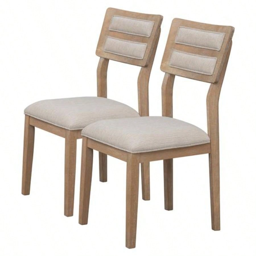 Classic and Traditional Style 6 - Piece Dining Set, Includes Dining Table, 4 Upholstered Chairs Natural Wood Wash