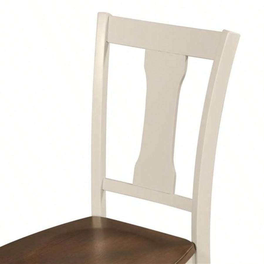 Classic 6 - Piece Dining Set Wooden Table and 4 Chairs with Kitchen Dining Room Brown+Cottage White
