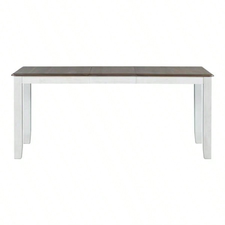 Retro Style - Piece Dining Table Set with Extendable Table and 6 Upholstered Chairs Brown+White