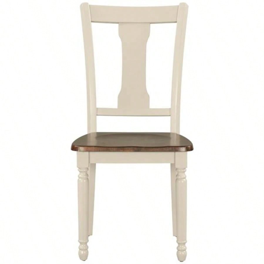 Classic 6 - Piece Dining Set Wooden Table and 4 Chairs with Kitchen Dining Room Brown+Cottage White