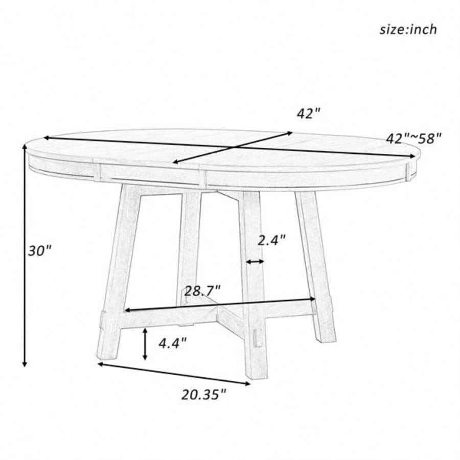 Farmhouse Round Extendable Dining Table with 16 Leaf Wood Kitchen Table Oak Natural Wood+ Antique White