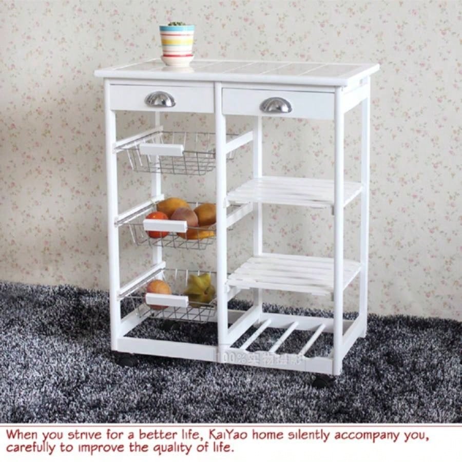 Kitchen Dining Room Cart 2 - Drawer 3 - Basket 3 - Shelf Storage Rack with Rolling Wheels White code: 85659263