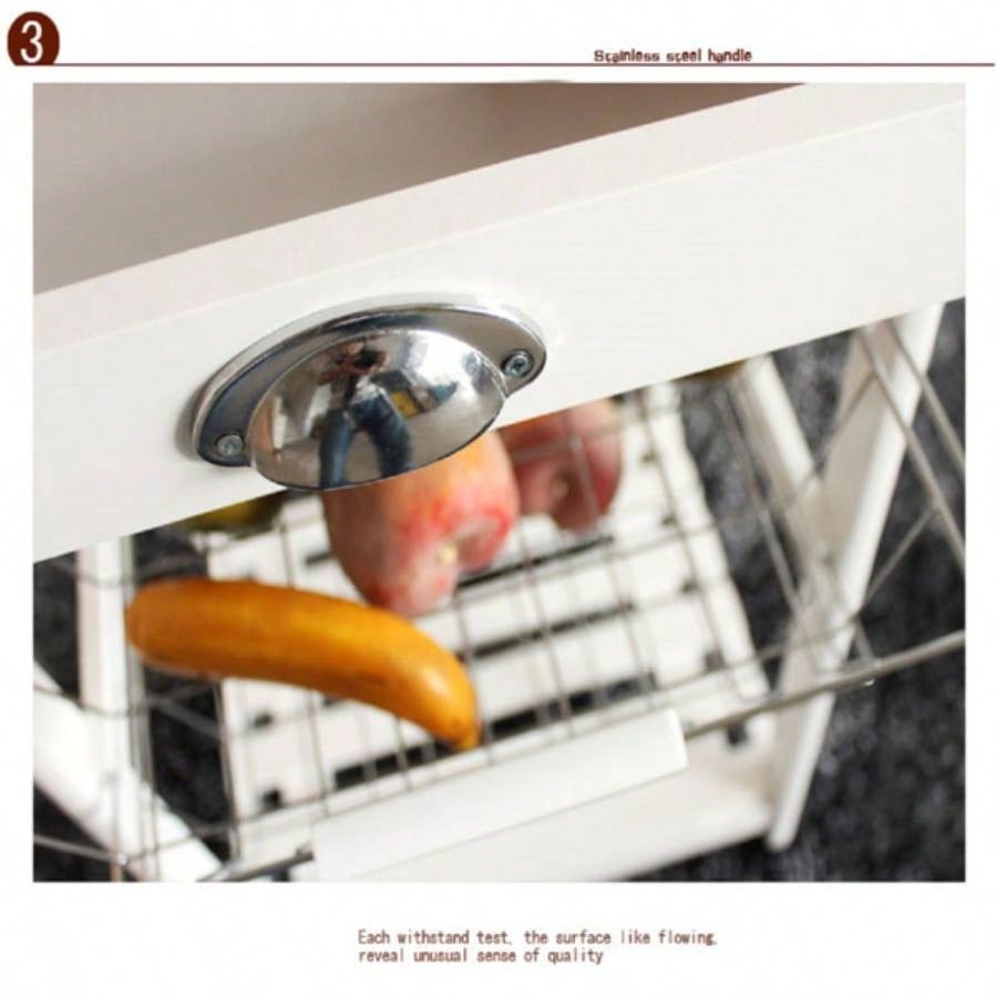 Kitchen Dining Room Cart 2 - Drawer 3 - Basket 3 - Shelf Storage Rack with Rolling Wheels White code: 85659263