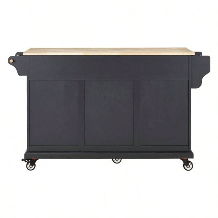 Natural Wood Top Kitchen Island with Storage