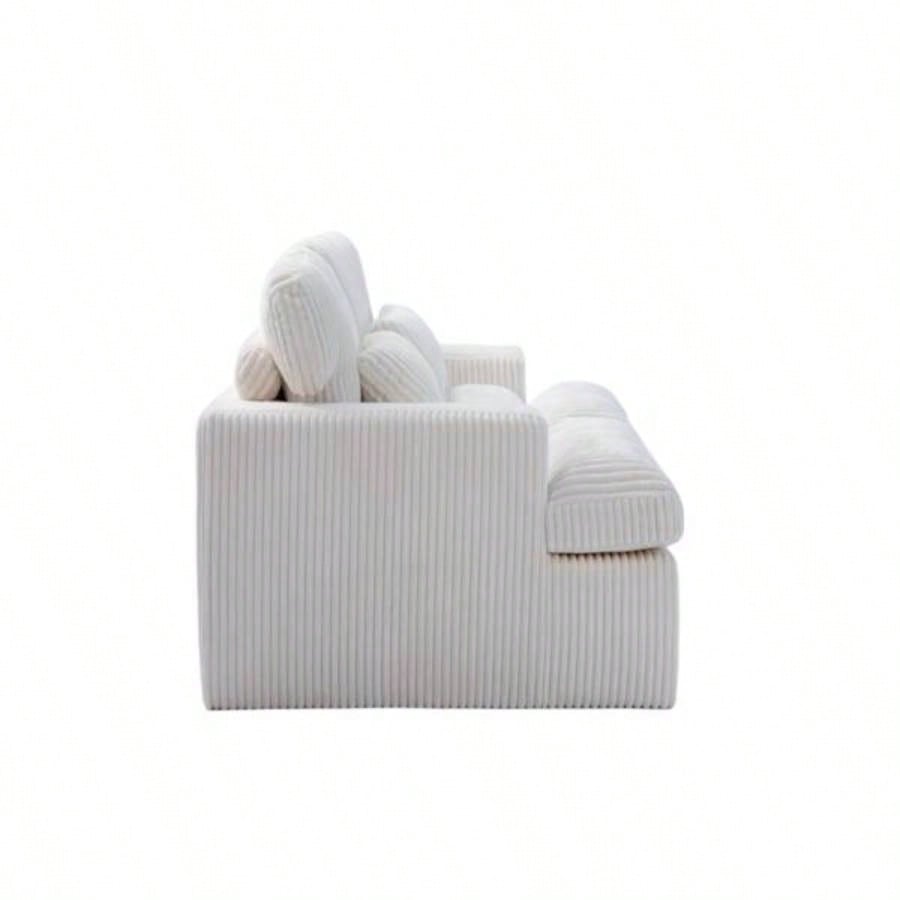 Double Chaise Lounge Chair Indoor, Oversized Upholstered Sleeper Cloud Couch, Deep Luxury Sofa Bed, Sectional Sofa Chaise Love - Corduroy Reading Chair Living Room, No Assembly Required, White