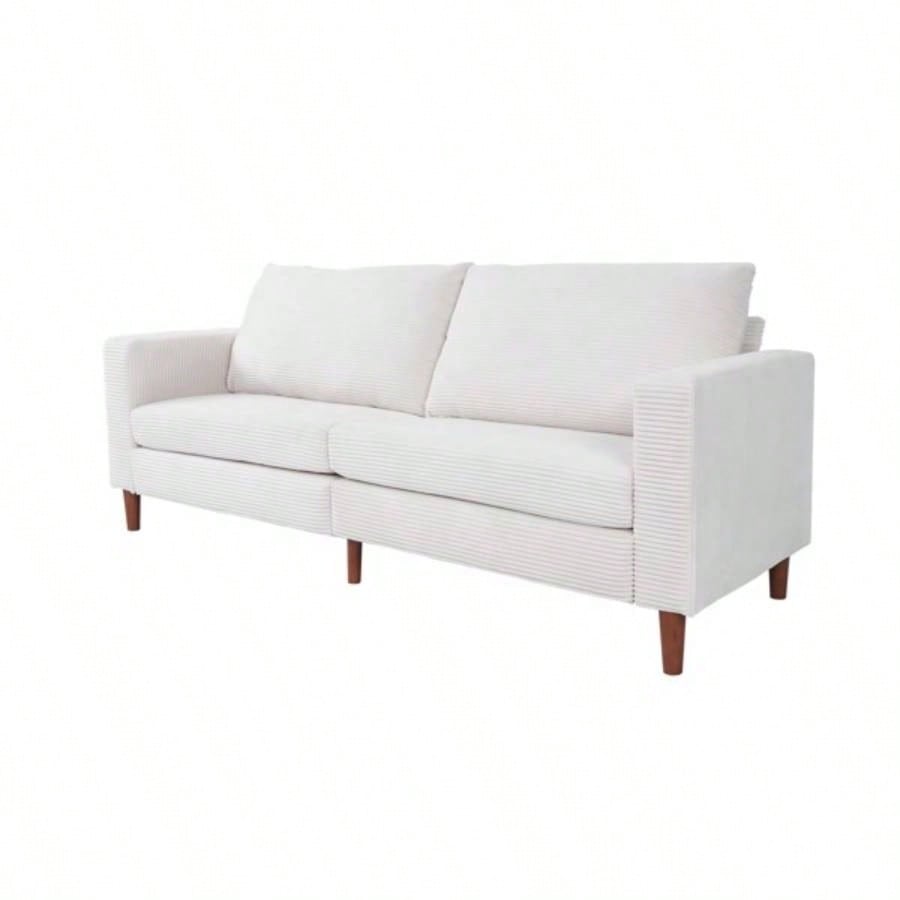 White Corduroy, Modern Style Solid Color Sofa, Multi - Person Sofa, Suitable Living Room And Office