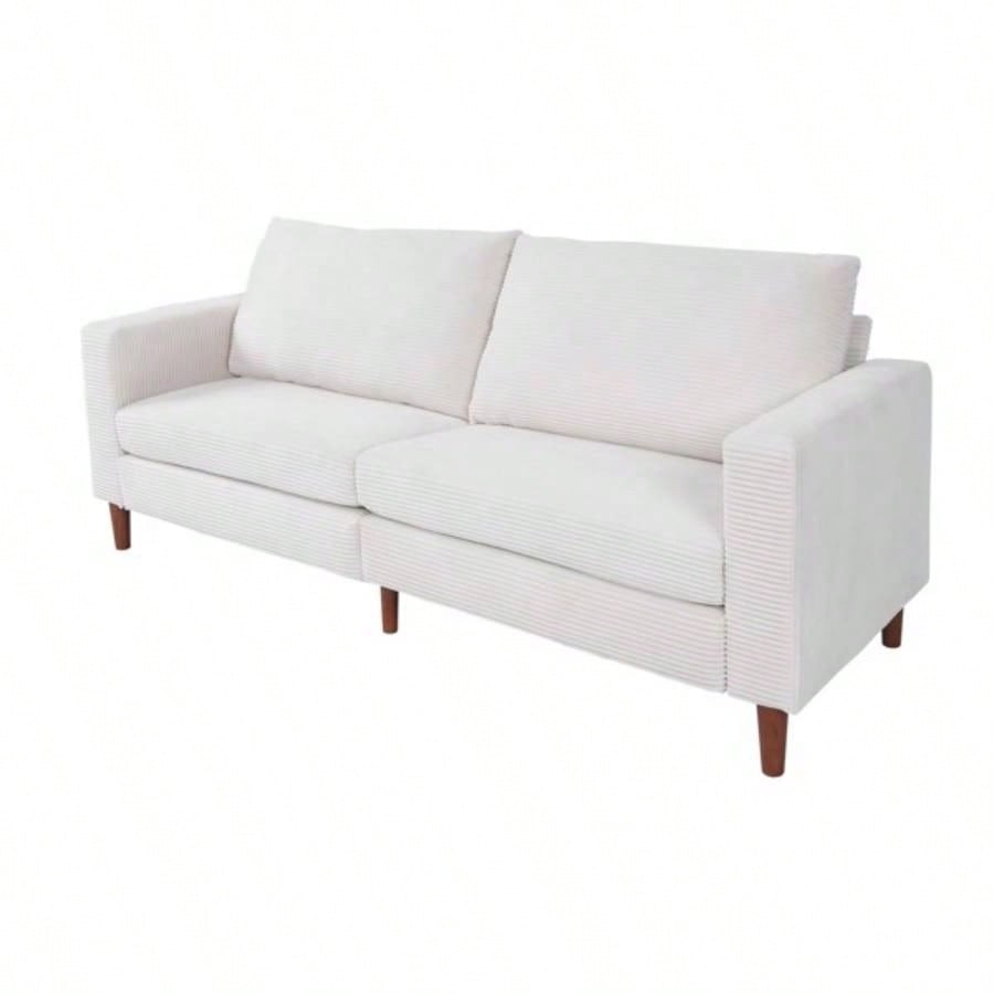 White Corduroy, Modern Style Solid Color Sofa, Multi - Person Sofa, Suitable Living Room And Office