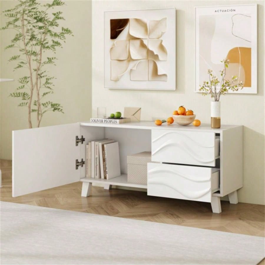 38x 14 white stylish TV cabinet with drawers