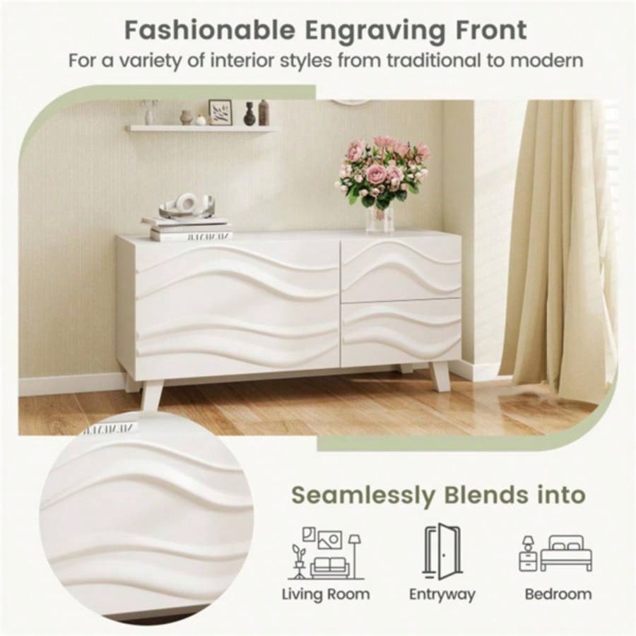 38x 14 white stylish TV cabinet with drawers