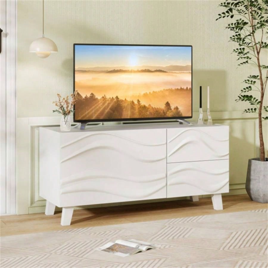 38x 14 white stylish TV cabinet with drawers