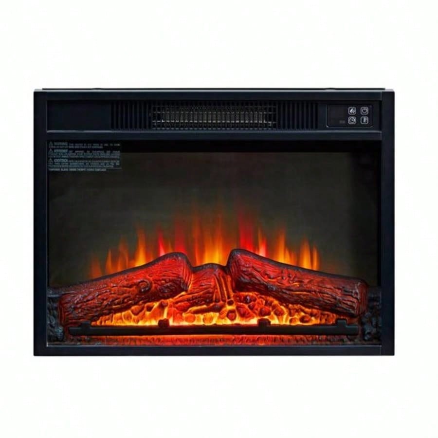 23 Fireplace, 3DInfrared Black Fireplace Insert Heater, with IR Remote Control, Glass View, Adjustable Realistic Logs Flames, Indoor, 1400W