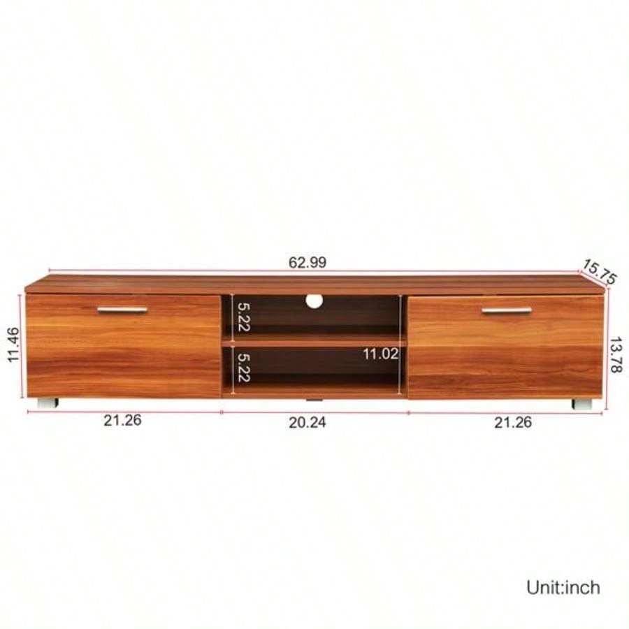 Walnut TV Stand 70 Inch TV Stands, Media Console Entertainment Center Television Table, 2 Storage Cabinet with Open Shelves Living Room Bedroom