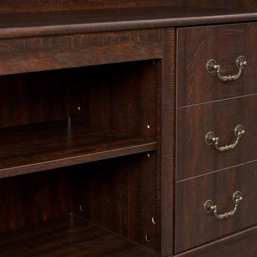 Traditional TV Media Stand Farmhouse Rustic Entertainment Console TV Up to 65 with Open and Closed Storage Space, Espresso, 6015.75D*34.25H