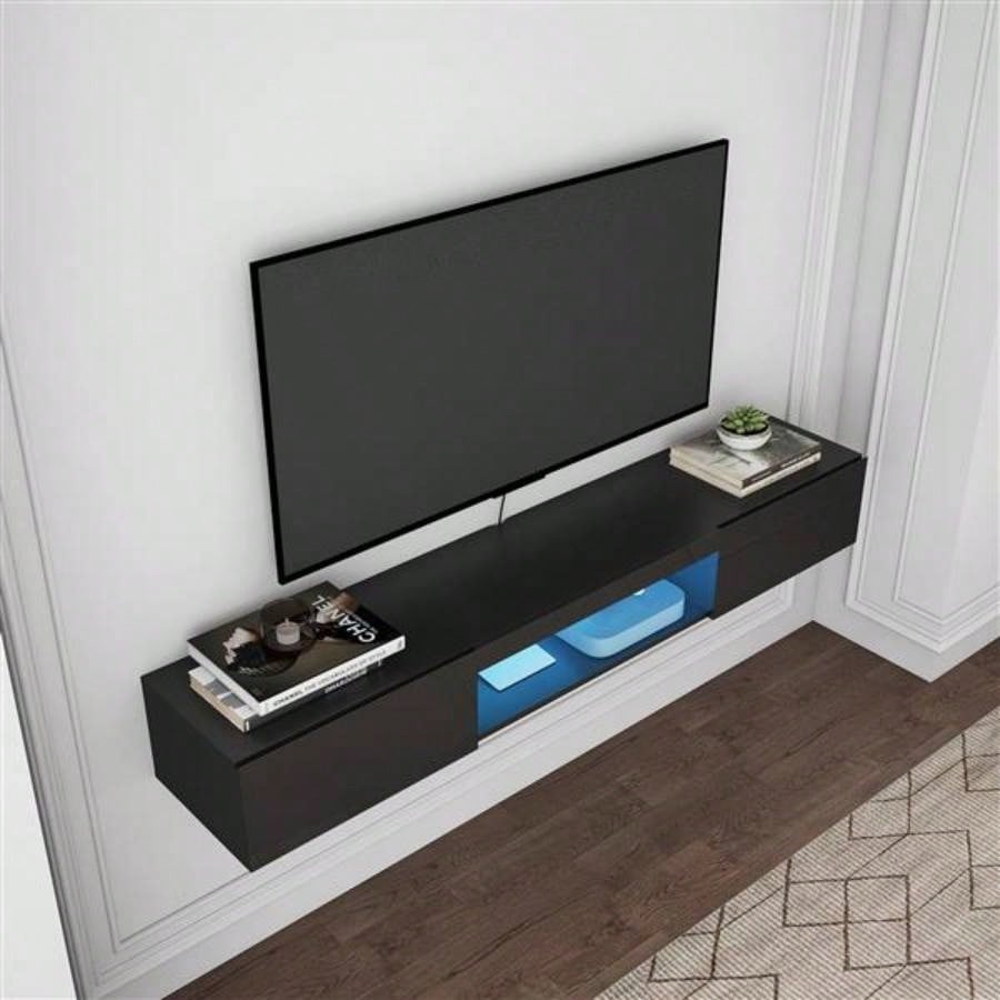 Floating TV Stand Wall Mounted with 20 Color LEDs, 63 Modern TV Stand, Floating TV Cabinet Entertainment Center 55 60 65 Inch TV