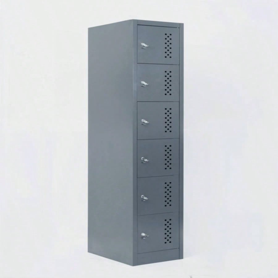 Metal garage storage cabinet, six separate storage compartments - 70.98 - inch steel lock cabinet, suitable garages and warehouses gray